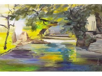 Original Impressionist Oil Painting 'Colorful River'