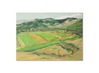 Original Post Impressionist Oil On Canvas 'Green Mountain'