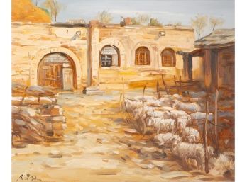Original Animal Life Oil On Canvas 'Sheep'