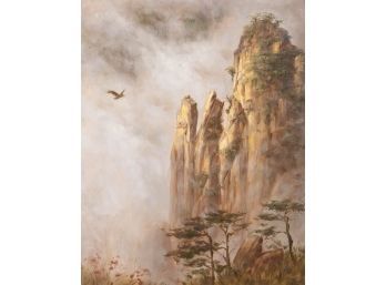 Impressionist Original Oil On Canvas 'Mountain'