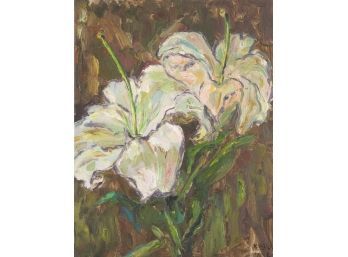 Original Floral Oil On Canvas 'White Lily'