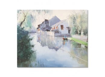 Architecture Original Oil Painting 'Clear River'