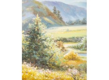 Impressionist Original Oil Painting 'Golden Pathway'