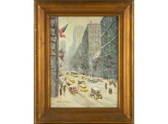 Cityscape Oil On Canvas Signed Guy Carleton Wiggins
