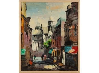 Cordet Cityscape Oil On Canvas 'The Old Street'