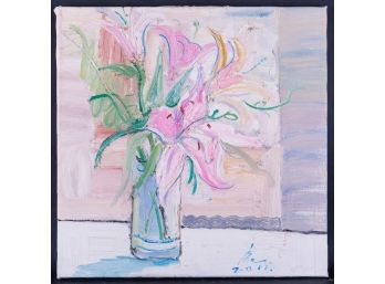Still Life Original Oil Painting 'Lilies In Vase'