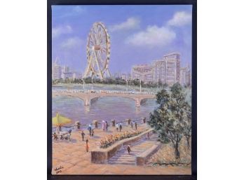 Citiscape Original Oil Painting 'Ferris Wheel'