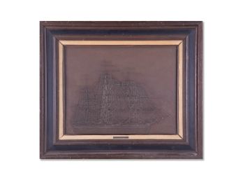 Vintage Framed Sterling Silver Silhouette 'The Clipper Ship'