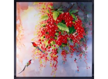 Fine Art Realist Original Oil Painting 'Birds And Fruits 1'