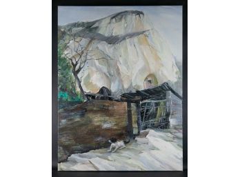 Post Impressionist Original Oil 'Mountain Landscape'
