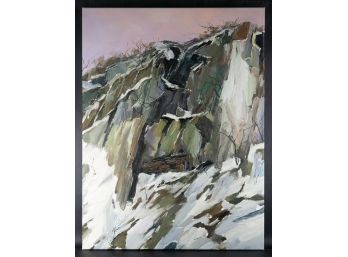 Post Impressionist Original Oil 'Mountain In Snow'