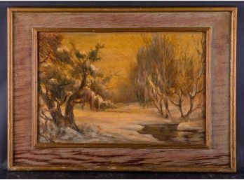 Old Early 20th Century Original Oil 'Winter Scene'