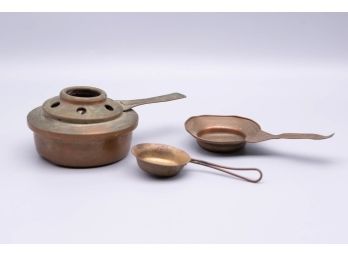 Set Of 3 Small Bronze Pots/Spoons