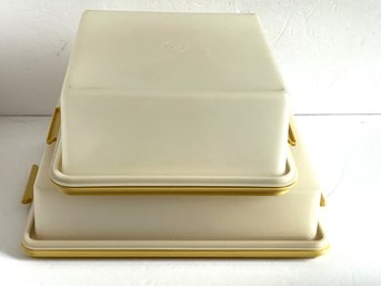 2 Harvest Gold Yellow Tupperware Cake Holders