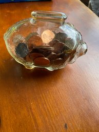 Small Glass Piggy Jar