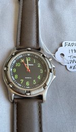 Fada Time Square Watch With Green Numbers
