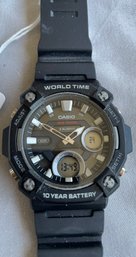 Casio World Time Watch, Black Band