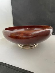 Polished Wood Bowl On Sterling Base