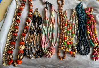 Assorted Costume Jewelry Necklaces  Wood
