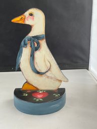 Painted Wood Duck Decor 12 Inch
