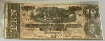 Ten Dollar Confederate Bill Richmond Currency