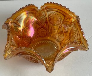 Orange Carnival Glass Bowl