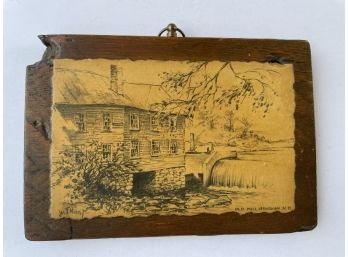 Old Mill, Durham NH Wooden Souvenier Picture