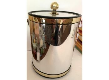 Mid Century Chrome And Gold Kraftware Ice Bucket