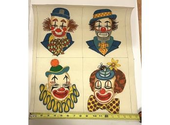 1 Piece, (4 Panels) Clown Felt? Painting