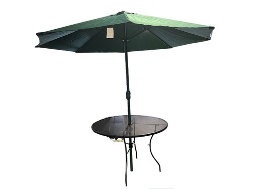 Metal Outdoor Dining Table And Umbrella