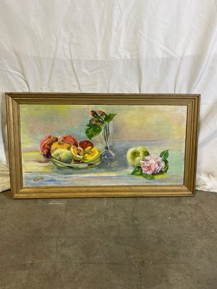 M.Beatty Peach Bowl & Roses Painting
