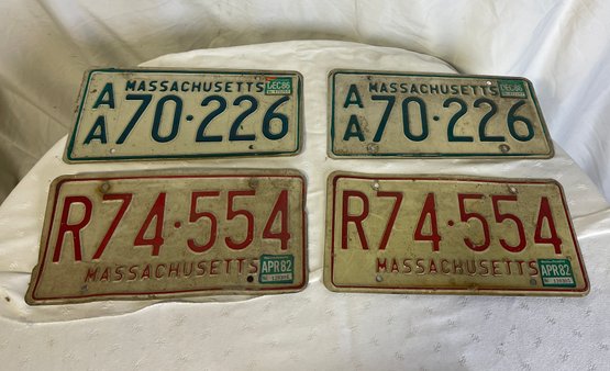 Set Of Four Massachusetts License Plates