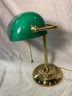 Vintage Green And Brass  Bankers Table Lamp