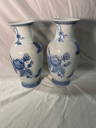 Two Blue And White Porcelain Vases