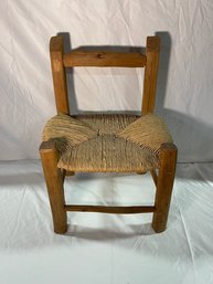 Antique Wood And Wicker Doll Chair