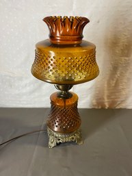 Vintage Plymouth Harlee Ruffled Hobnail Glass Table Lamp