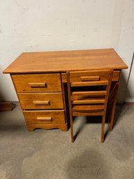 Antique Solid Wood Desk And Chair