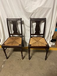 Set Of Two Wood Wicket Chairs