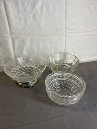 Set Of Three Glass/crystal Bowls