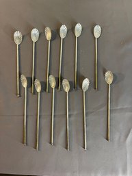 Set Of 12 French Sterling Iced Tea Spoons