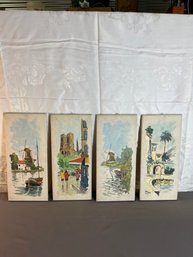 Set Of Four Hand Paintings