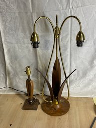 MCM Nomina Organica Brass Walnut Table Lamps