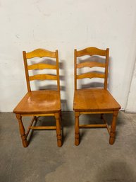 Set Of 2 Solid Oak Chairs
