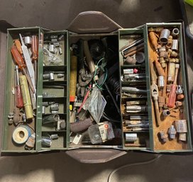 Antique Tool Box With Misc Tools