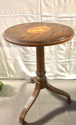 Antique Wood Round Side Table
