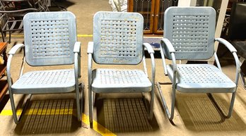 Art Deco Metal Basketweave Chairs