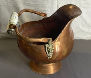 Large Antique Copper Coal/ash Bucket