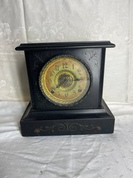 19th C Wizard Black Ebonized Ingram Mantle Clock