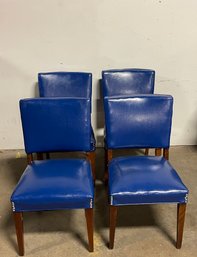 Set Of 4 Wood And Faux Leather Chairs