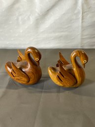 Carved Wood Swans